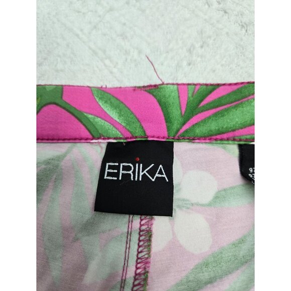 Erika Womens Pink Floral Capri Pants Size 10 Tropical Print Cotton/Spandex Blend - Picture 3 of 6